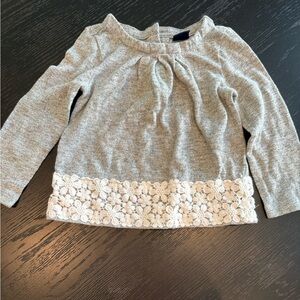 GAP Gray Long Sleeve Toddler Shirt with Lace Detail